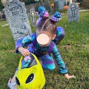 Light Up Cosmic Sparkle Astronaut Costume + Puffy Alien Treat Bag